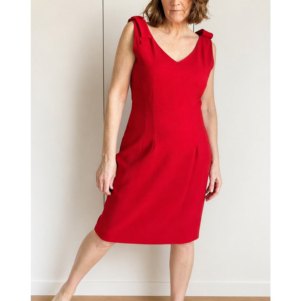VTG  Red Cocktail Dress Women Size 14 Fitted Party Dress Formal Evening Wedding